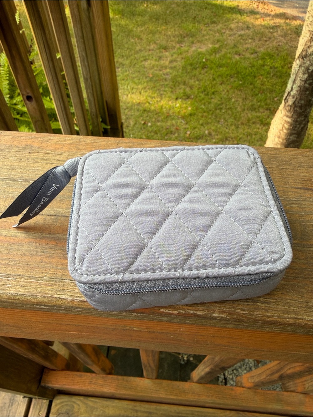 Vera Bradley Light Gray Quilted Travel Pill Case